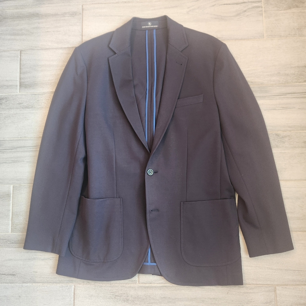 Hart Schaffner Marx blazer L navy blue jersey sport coat preppy classic comfort